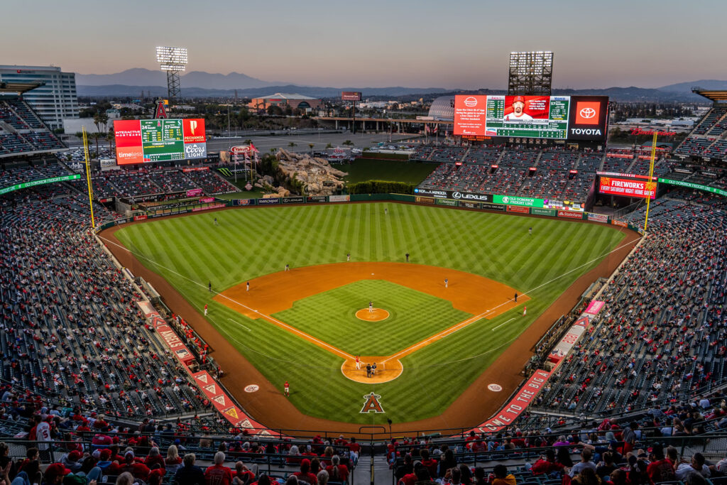 Aerial shot of Angels Stadium